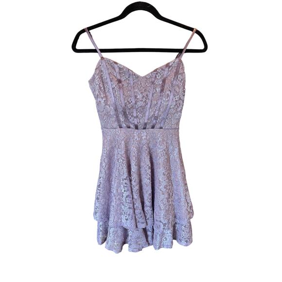 Honey and Rosie Lilac Lace Fit & Flare Mini Dress Women’s Size Small NWT - Picture 1 of 9